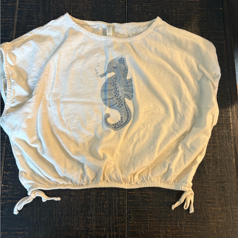 Rylee + Cru Cropped Cinched Tee II Seahorse